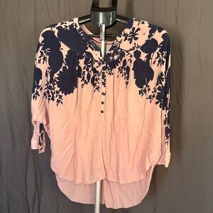 Anthropologie Maeve Floral Pink and Blue Women's Top